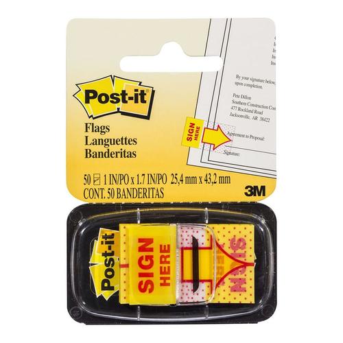 Post-it Flags 680-9 Singles Sign Here Size 25mm X 43mm And Dispenser - Nail Gallerys