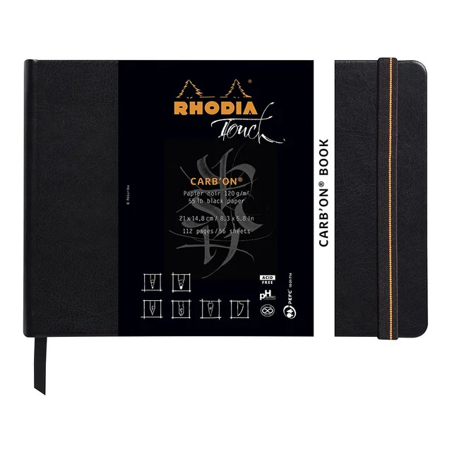 Rhodia Touch Carb'on Black Book A5 Landscape Blank - Nail Gallerys
