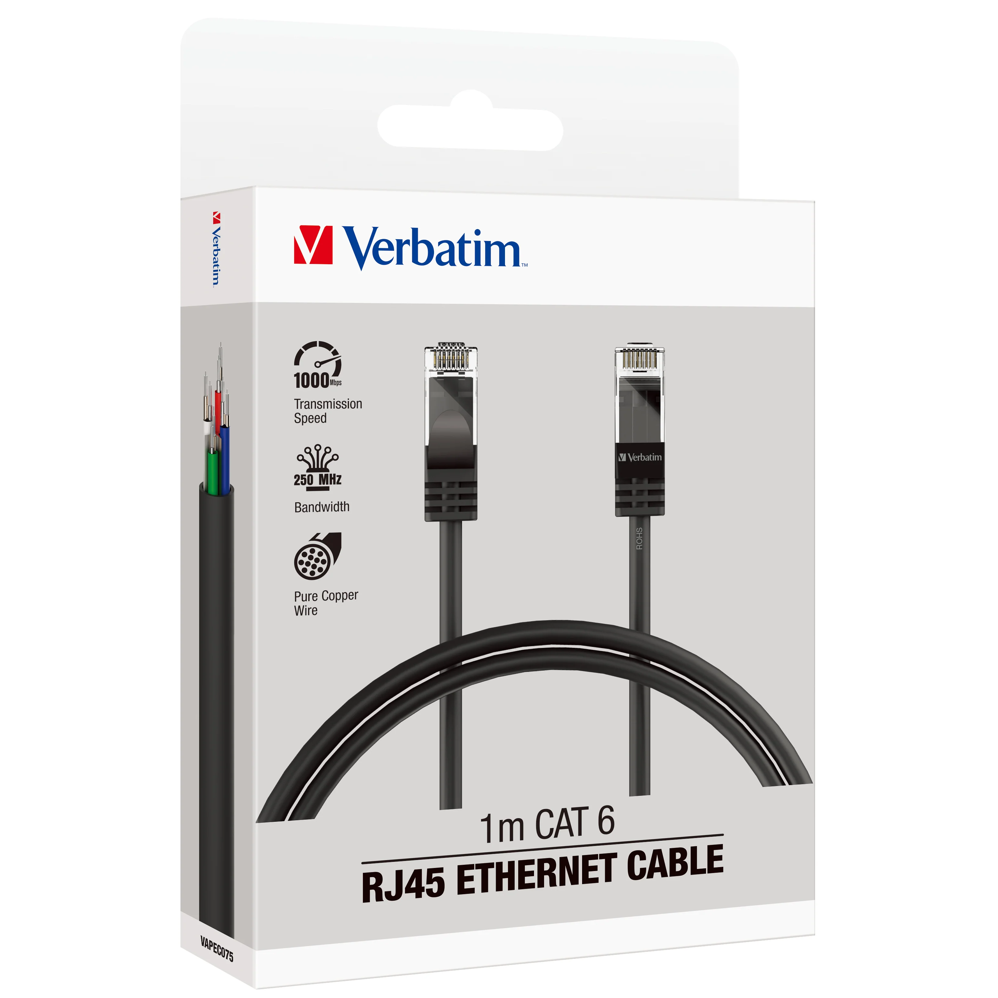 Verbatim Essentials Ethernet Cable Cat 6 1m Black - Nail Gallerys