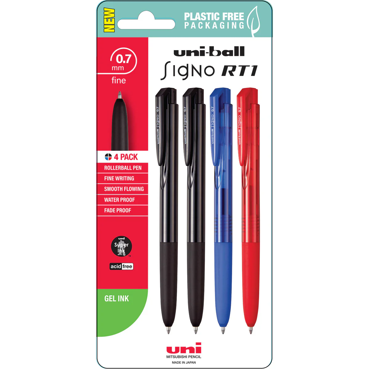 Uni Signo RT1 0.7mm Assorted Retractable Pens Set of 4 - Nail Gallerys