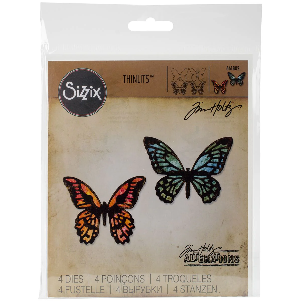 Sizzix by Tim Holtz Mini Detailed Butterflies Thinlits Dies 4 Pieces - Nail Gallerys