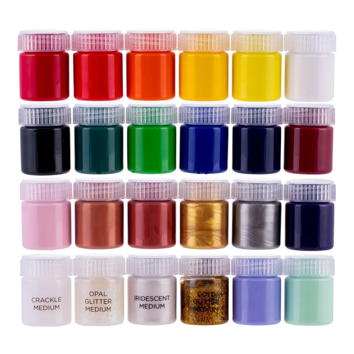 Jasart Byron Acrylic Paint & Mediums Pot Set Of 24 Pieces - Nail Gallerys