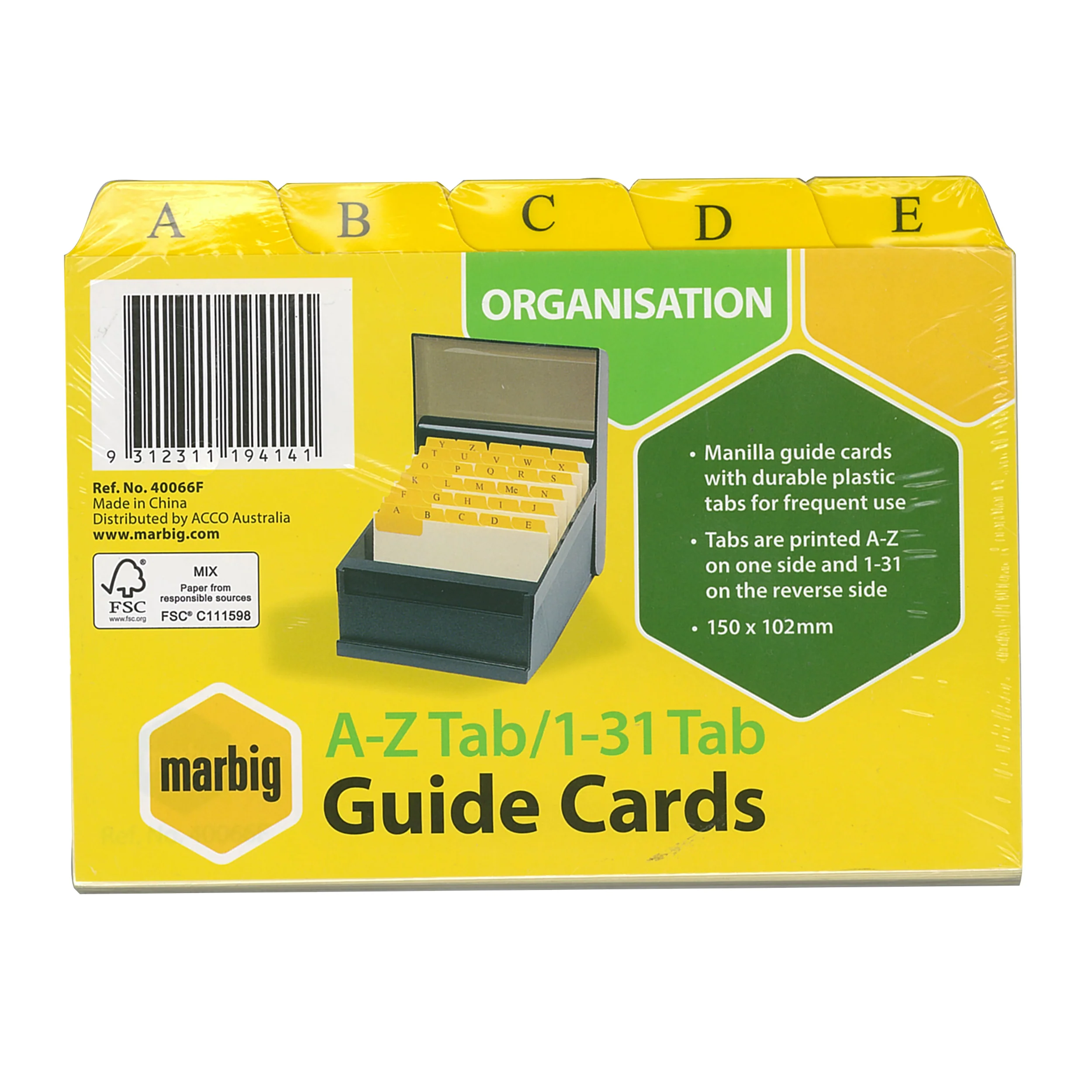 Marbig Guide Card A-Z/1-31 Tab Manilla Buff - Nail Gallerys