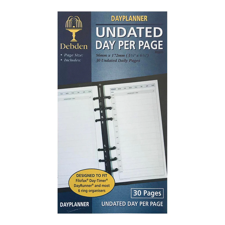 Debden Personal Dayplanner Refill Undated Day To A Page - Nail Gallerys