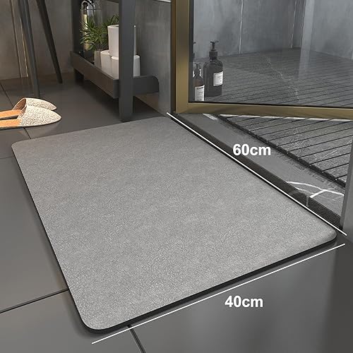 TTSTOIEE Tapis de bain en terre de diatomées, tapis de douche, tapis de bain, tapis de sol en pierre naturelle à séchage rapide, tapis de salle de bain absorbant, tapis de bain, 60x40cm (Beige) - Nail Gallerys