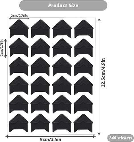 Abeillo 240 Pièces Coins Photo Autocollant Noirs 10 Feuilles Coins Photo pour Le Bricolage, Le Scrapbooking, L'album Photo, Le Bricolage, Les Coins, Le Journal Intime - Nail Gallerys