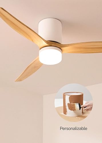 CREATE WINDCALM CONCRETE Ventilateur de plafond blanc bois clair avec Wi-Fi et télécommande, 40 W, boîtier en plâtre personnalisable, Ø132 cm, 6 vitesses, fonction été/hiver, lumière LED 3 - Nail Gallerys