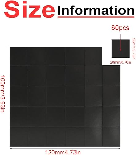 AEIOPRS 60 Pcs carrés Aimants Autocollants Plaquettes Magnétique Adhésives Plaques 20x20mm Aimants pour Organiser Présenter Les Projets d'artisanat Bricolage - Nail Gallerys