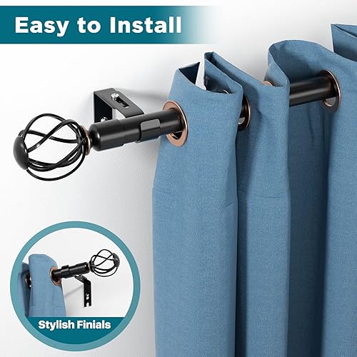 Tringle à rideaux robuste noire 68 à 127 cm, montage mural 25 mm, kit de tringles à rideaux avec embouts de cage torsadés, tringle à rideau en métal de 1,2 m de long, pour l'extérieur, résistant aux - Nail Gallerys