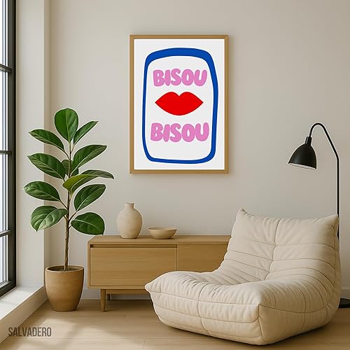 SALVADERO Affiche Pop Art 'Bisou Bisou' – Décoration Éclatante et Colorée (Vert, 50x70 cm) - Nail Gallerys