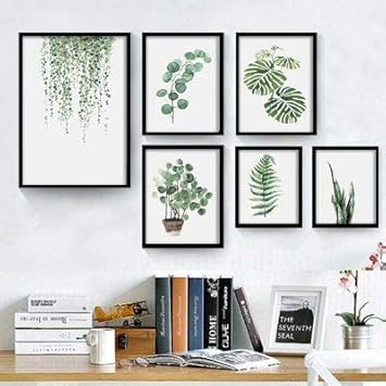 Nicole Knupfer Lot de 3 affiches vintage imprimées avec plantes vertes botaniques et feuilles - Décoration murale (D, 30 x 40 cm) - Nail Gallerys