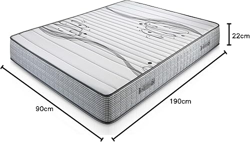 Matelas Boston 140X190 à mémoire de Forme 22 cm Épaisseur + 1,5 cm de Mousse à mémoire de Forme de 65 kg/m3 + Indépendance de Couchage + Soutien: Ferme + Extrêmement Durable + Certifié Oeko-tex® - Nail Gallerys