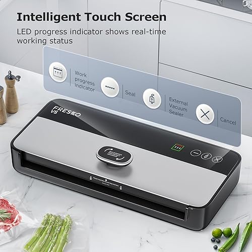 Fresko Automatique Machine/Appareils de Mise Sous Vide Humides et Secs, Sous Videuse Alimentaire avec LED Intelligente et 10 Sacs Vide (V5) - Nail Gallerys