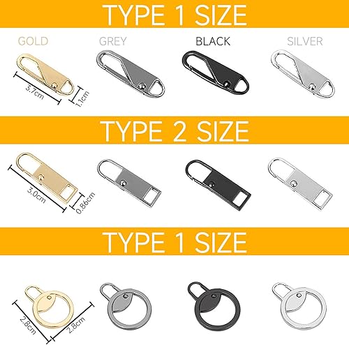 RTRTGS 12 pcs Tirettes de Réparation Fermeture Eclair, Onglets Zip de Rechange, Attache Fermeture Eclair, Valise, Sac A Dos, Languette De Réparation pour Zipper - Nail Gallerys