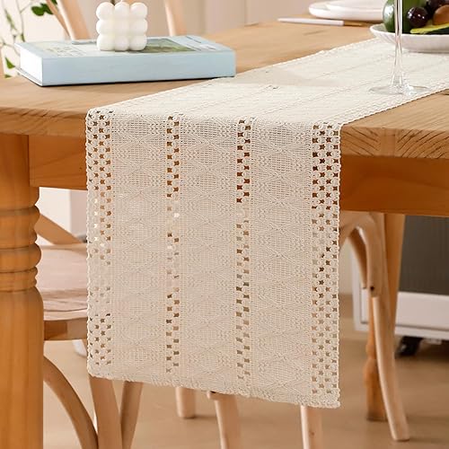 Chemin de Table en Lin de Coton Macramé Boho Petite Nappe Rouge Bordeaux Moderne Lavable Bohème Centre de Table Decoration Mariage Champetre pour Mariage Cuisine Salle à Manger 30 x 140 cm - Nail Gallerys