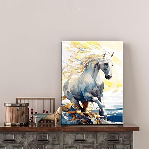 LZLHDE Tableau mural sur toile pour salon, images de chambre à coucher, cheval, tableaux muraux pour chambre à coucher, avec cadre, décoration murale, 30 x 40 cm - Nail Gallerys