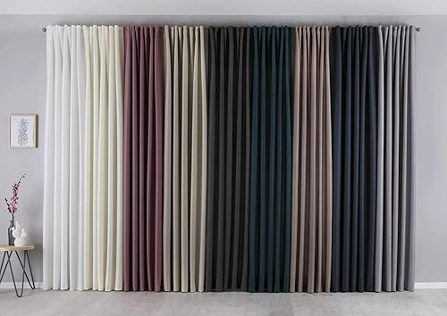 Gardinenbox Cationic 2019037 JENA Rideau à Passants cachés Blanc 225 x 140 cm Aspect Lin chiné avec embrasses - Nail Gallerys