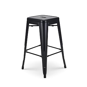 Tabouret de bar style industriel noir mat hauteur 66cm