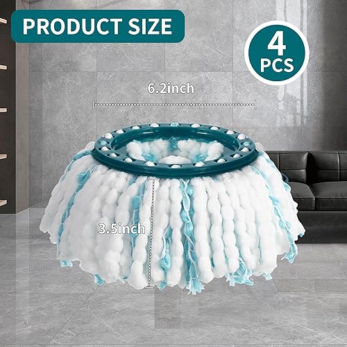 4 Pièces pour Leifheit Serpillière Têtes de Rechange, Compatible pour Leifheit Clean Twist Disc Mop, Système à Fibres Balai pour Leifheit Franges de Remplacement, pour Tous Types de Sols Balai twist - Nail Gallerys