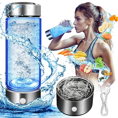 bestyks Cunsieun Bouteille d'hydrogène de 420 ml, Machine portable d'ioniseur d'eau hydrogène, générateur d'eau d'hydrogène (argent) - Nail Gallerys