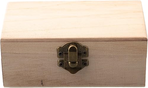 Boîte décorative en bois de pin brut avec couvercle à charnière et fermoir de verrouillage - Boîte en bois de pin uni pour loisirs créatifs, rangement de bijoux (M) - Nail Gallerys