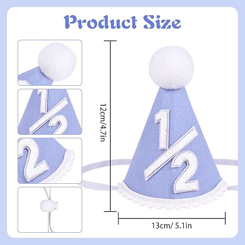 Yoolhamy Chapeau d'anniversaire 1/2 pour bébé garçon et fille, fait à la main, idéal pour les fêtes de 6 mois, les cake smash, et les accessoires photo à mi-chemin - Nail Gallerys