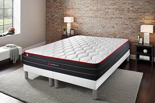 Ensemble Double sommier + Matelas Boost Ressorts ensachés et mémoire de Forme 160x200 | Epaisseur : 26 cm | Confort : Equilibré - Nail Gallerys