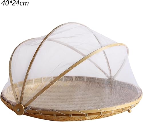 BBTISG Couvercle de Nourriture, 35 X 21cm Cloche Alimentaire Pliable Plaque de Service En Maille Pique-nique En Bambou Tressé À La Main Plaques pour Légumes, Fruits, Pain - Nail Gallerys