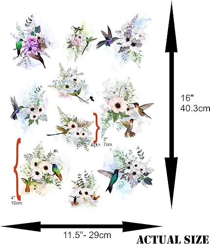 Papier de riz colibri, 29,21 x 40,64 cm – 10 images de bouquet uniques imprimées sur du papier de mûrier 36 g/m², fibres visibles pour découpage, meubles, rénovation. - Nail Gallerys