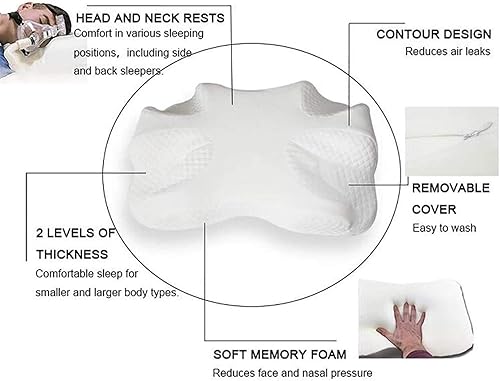 UALLL Apnée du Sommeil Oreiller – CPAP, La mémoire de Forme d'apnée du Sommeil Oreiller avec taie - orthopédique/Anti-Ronflement - Nail Gallerys