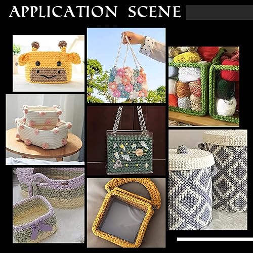 PandaHall 4pcs Fond de Sac en Crochet 10/15/17/20cm Base de Panier carrée en Acrylique Fond de Panier Transparent Planche de Tissage pour Tricoter la Fabrication de Sacs de paniers au Crochet - Nail Gallerys