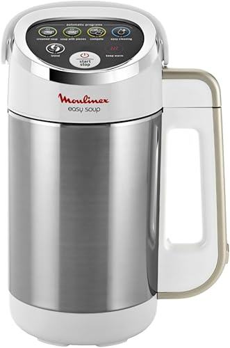 Moulinex Blender chauffant, 1000 W, Capacité 1.2 L, 5 programmes automatiques & Hachoir électrique, Fonctions 3-en, Emince, Hache, Mixe, 300 W, 4 lames, 400 ml, Système de pression simple - Nail Gallerys