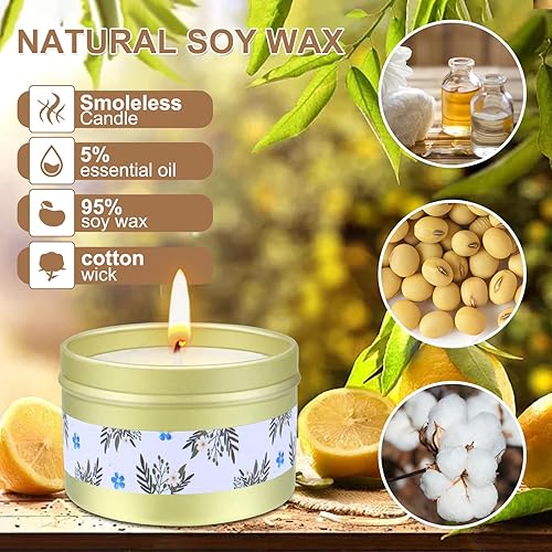 Aottom 8 Pièces Bougie Citronnelles Extérieur & Intérieur, 100% Cire de Soja Naturel Bougies au Citron pour Jardin, Terrasse, Pique-nique, Voyage Camping - 2,5 OZ (20 heures chaque bougie) - Nail Gallerys