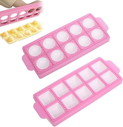 MAYOKIAAR Lot de 2 moules à raviolis avec 10 grilles pour raviolis, tartes et boulettes (rose) - Nail Gallerys