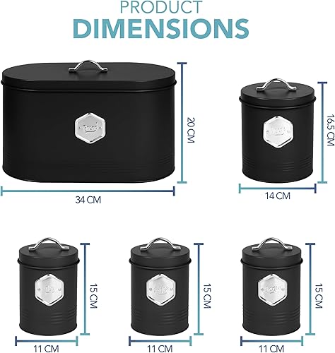 HEFTMAN Lot de 5 boîtes de rangement de cuisine blanc élégantes pour pain, biscuits, sucre, café, thé, conteneurs hermétiques, accessoires de cuisine blanc - Nail Gallerys