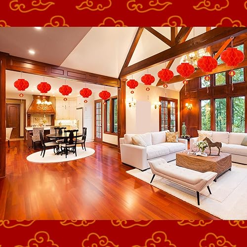Mudder 20 Pièces 7,9 Pouces Lanternes Chinoises en Papier Rouge Lanternes Chinoises 2022 Décoratives Suspendues Décors Suspendues Festival Petites Décorations de Lanternes Chinoises pour Nouvel An - Nail Gallerys