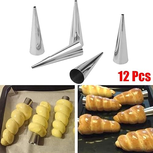 Lot de 12 tubes de cuisson coniques en acier inoxydable de qualité professionnelle pour desserts - Nail Gallerys
