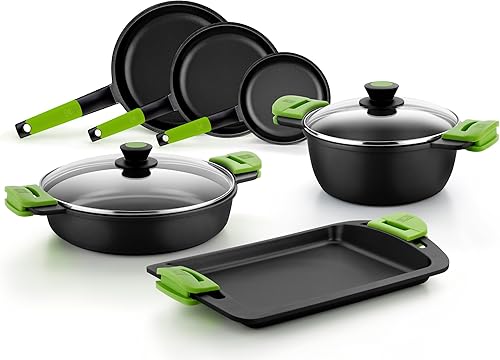 Bra Prior | Faitout/Wok 28 cm, Fonte D'Aluminium, avec Antiadhésif Innovations sans PFOA, avec Couvercle en Verre et Anses en Silicone Démontables, Tous Feux Dont Induction, Noir - Nail Gallerys