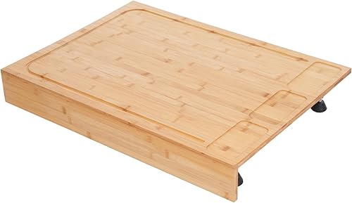 Couvre-plaque de cuisson en bois avec 4 pieds de support amovibles - Multifonctionnel - Pour la plupart des cuisinières à gaz et électriques - 75 × 54 × 10 cm - Nail Gallerys