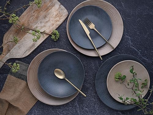 CreaTable, 13139, Serie Catania Mix, Geschirrset, Teller Set 12 teilig, Anthrazit & Sand - Nail Gallerys