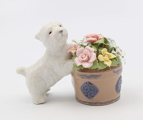 Cosmos Gifts Westie by Floral Pot Figurine Multicolore - Nail Gallerys