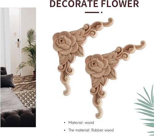 Micvtve 10 pcs Floral en Bois Sculpté Decal Angle Applique Décorer Cadre en Bois Figurines Cabinet - Nail Gallerys