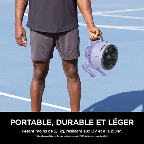 Shark FlexBreeze HydroGo, ventilateur brumisateur portable, rafraîchisseur d'air silencieux intérieur/extérieur, discret et durable, avec/sans fil, léger, flux d’air jusqu’à 20 m, Lila FA050EULV - Nail Gallerys