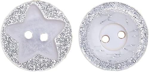 Lot de 100 boutons à paillettes en résine à 2 trous pour travaux manuels, couture, tricot, tricot, cardigans pour bébé et enfant, faits à la main, étoile à cinq pointes, 15 mm - Nail Gallerys