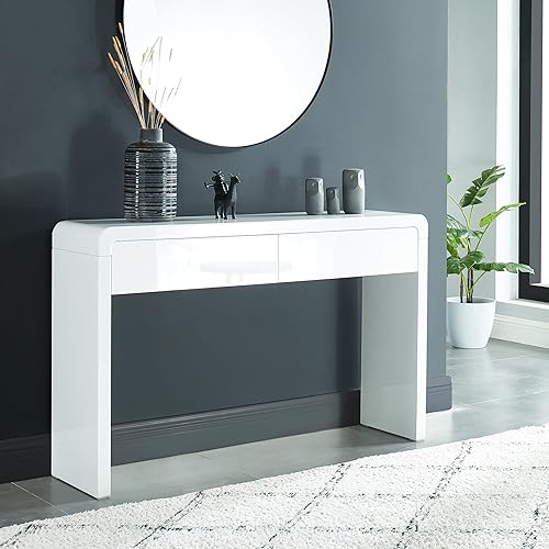 BAÏTA Console Darwin laqué Blanc Brillant l120cm - Nail Gallerys