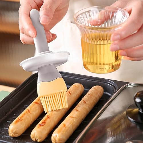Bouteille d'huile d'olive avec pinceau en silicone - Distributeur d'huile alimentaire pour la cuisine - Flacon distributeur d'huile alimentaire 2 en 1 avec pinceau de cuisson en silicone - Réservoir - Nail Gallerys