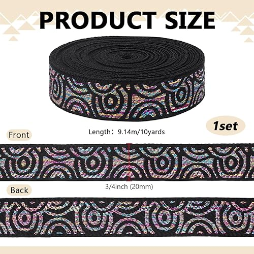 PH PandaHall 9.14m Ruban Jacquard Ethnique 20mm Rubans en Tissu nants Colorés Rubans Floraux Brodés pour Couture Sangles Ceintures Colliers Vêtements DIY - Nail Gallerys