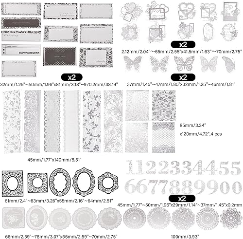 GLOBLELAND 100 Pcs Cadres en Papier Dentelle Noir et Blanc Dentelle Bricolage Kits de Scrapbooking Fournitures de Scrapbooking Cadres de Scrapbooking Vintage Album Photo Scrapbooking Artisanat - Nail Gallerys
