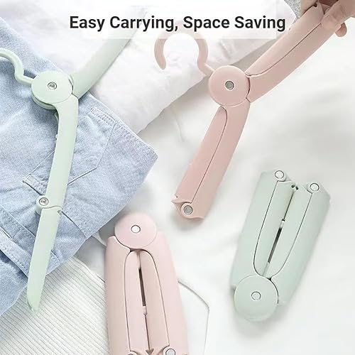 Sazfli Cintres de Voyage Pliables, Cintres Pliants et Portables, Gain de Place et Facile à Transporter (Lot de 4 Rose Vert) - Nail Gallerys