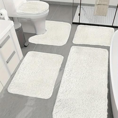Heavyoff Lot de 5 Tapis de Bain et Tapis Contour WC en Microfibre Super Doux, Lavables en Machine, Tapis de Douche Absorbant pour Salle de Bain, Rouge - Nail Gallerys
